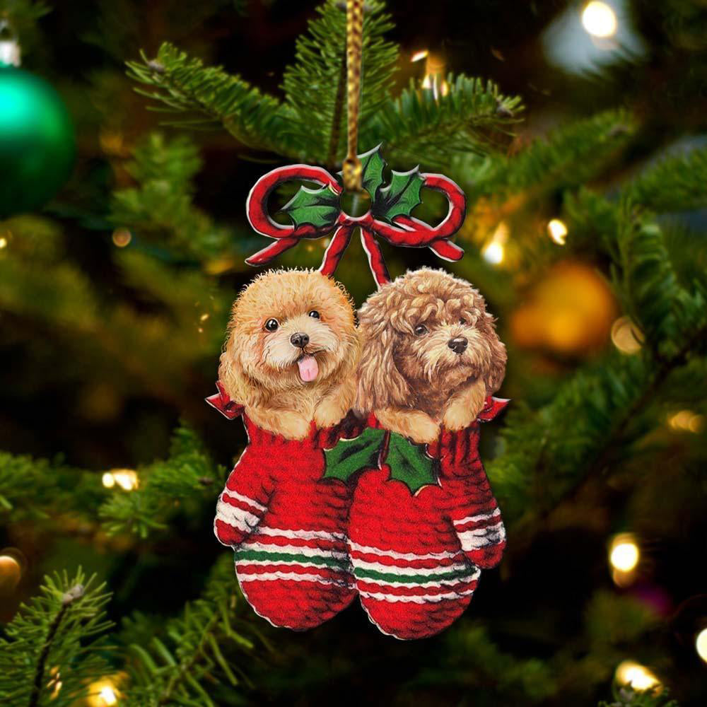 Ornament- Poodle Inside Your Gloves Christmas Holiday-Two Sided Ornament, Christmas Ornament, Car Ornament - Best gifts your whole family