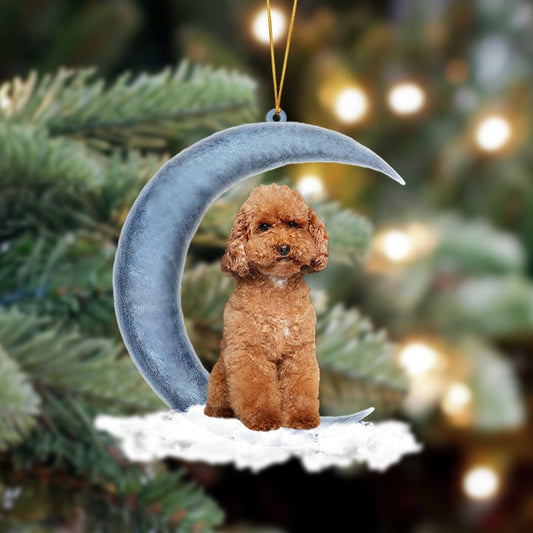 Ornament- Poodle Sits On The Moon Hanging Ornament Dog Ornament, Car Ornament, Christmas Ornament - Best gifts your whole family
