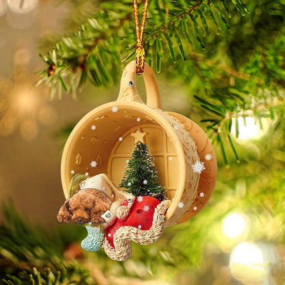 Ornament- Poodle Sleeping In A Cup Christmas Ornament Dog Ornament, Car Ornament, Christmas Ornament - Best gifts your whole family