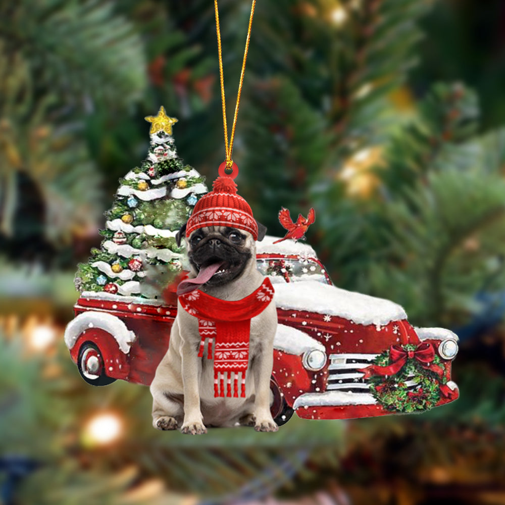 Ornament- Pug 3-Christmas Car Two Sided Ornament, Happy Christmas Ornament, Car Ornament - Best gifts your whole family
