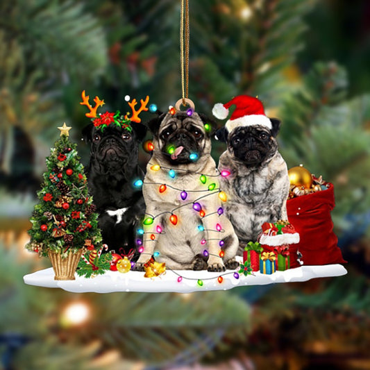Ornament- Pug-Christmas Dog Friends Hanging Ornament, Happy Christmas Ornament, Car Ornament - Best gifts your whole family