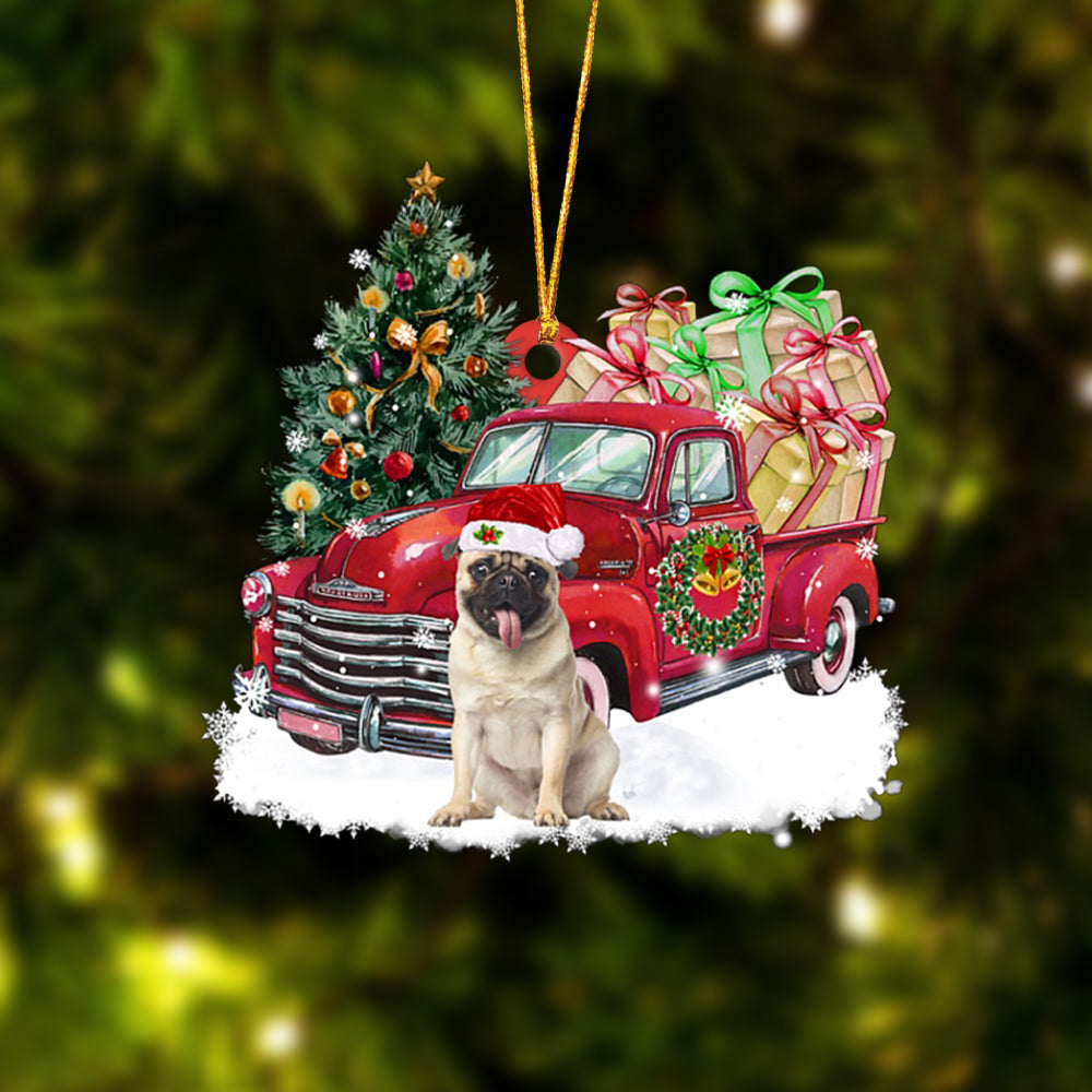 Ornament- Pug Christmas Hanging Ornament Dog Ornament, Car Ornament, Christmas Ornament - Best gifts your whole family