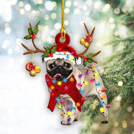 Ornament- Pug Christmas Shape Ornament, Happy Christmas Ornament, Car Ornament - Best gifts your whole family