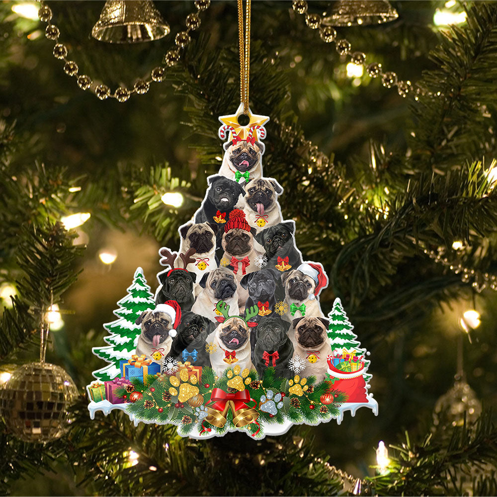 Ornament- Pug Full The Christmas Tree-Two Sided Ornament, Happy Christmas Ornament, Car Ornament - Best gifts your whole family