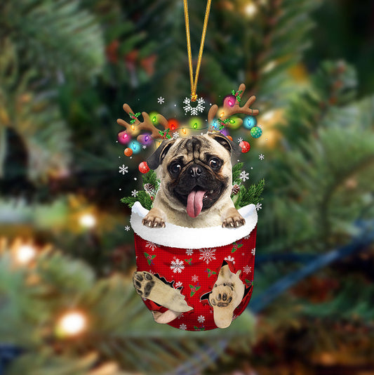 Ornament- Pug-In Christmas Pocket Two Sides Ornament, Happy Christmas Ornament, Car Ornament - Best gifts your whole family