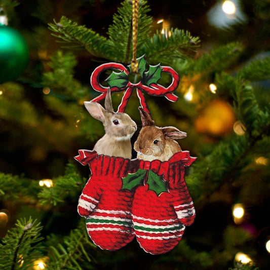 Ornament- Rabbit Inside Your Gloves Christmas Holiday-Two Sided Ornament, Christmas Ornament, Car Ornament - Best gifts your whole family