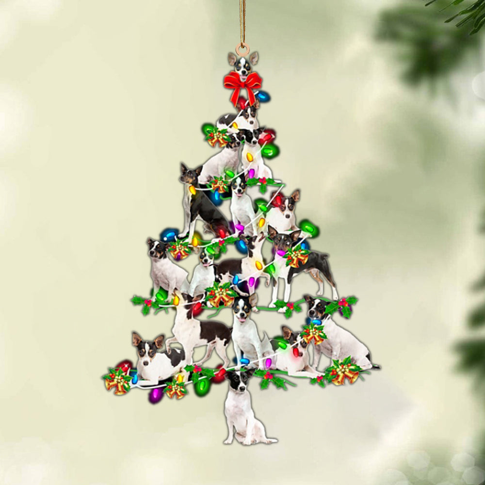 Ornament- Rat terrier-Christmas Tree Lights-Two Sided Ornament, Happy Christmas Ornament, Car Ornament - Best gifts your whole family