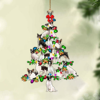 Ornament- Rat terrier-Christmas Tree Lights-Two Sided Ornament, Happy Christmas Ornament, Car Ornament - Best gifts your whole family