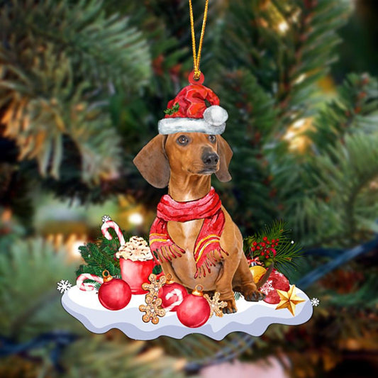 Ornament- RED Dachshund-Better Christmas Hanging Ornament, Happy Christmas Ornament, Car Ornament - Best gifts your whole family