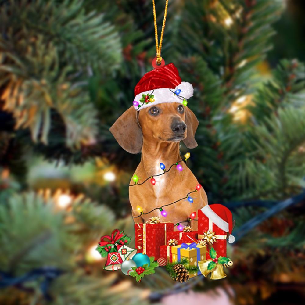 Ornament- Red Dachshund-Dog Be Christmas Tree Hanging Ornament, Happy Christmas Ornament, Car Ornament - Best gifts your whole family