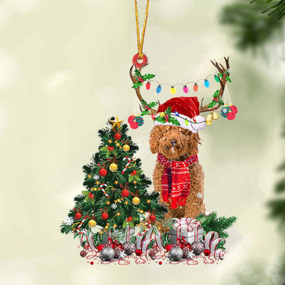 Ornament- RED Labradoodle-Christmas Tree Gift Hanging Ornament, Happy Christmas Ornament, Car Ornament - Best gifts your whole family