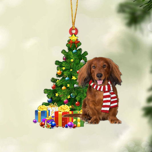 Ornament- Red Long Haired Dachshund-Christmas Star Hanging Ornament, Happy Christmas Ornament, Car Ornament - Best gifts your whole family