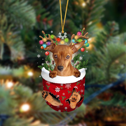 Ornament- RED Miniature Pinscher-In Christmas Pocket Two Sides Ornament, Christmas Ornament, Car Ornament - Best gifts your whole family