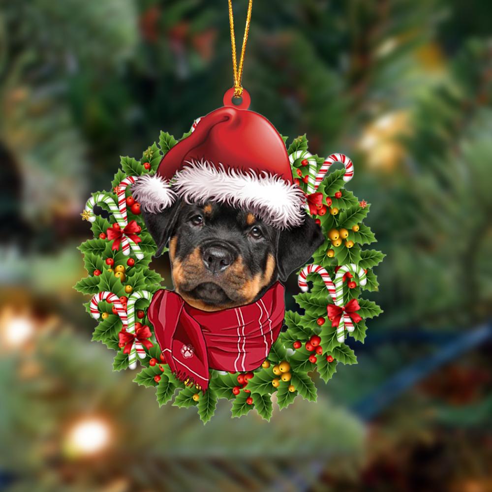 Ornament- Rottweiler 1-Xmas Bandana Hanging Ornament, Happy Christmas Ornament, Car Ornament - Best gifts your whole family