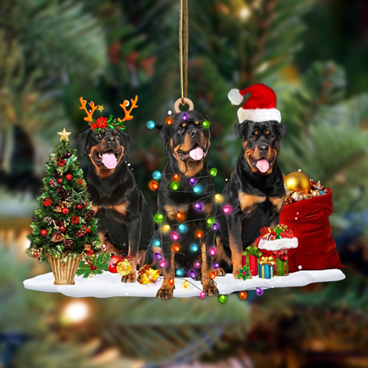 Ornament- Rottweiler-Christmas Dog Friends Hanging Ornament, Happy Christmas Ornament, Car Ornament - Best gifts your whole family