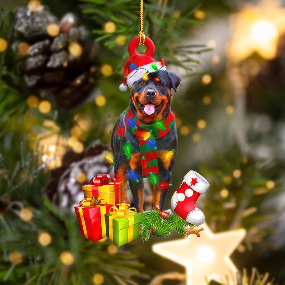 Ornament- Rottweiler Christmas Shape Ornament, Happy Christmas Ornament, Car Ornament - Best gifts your whole family