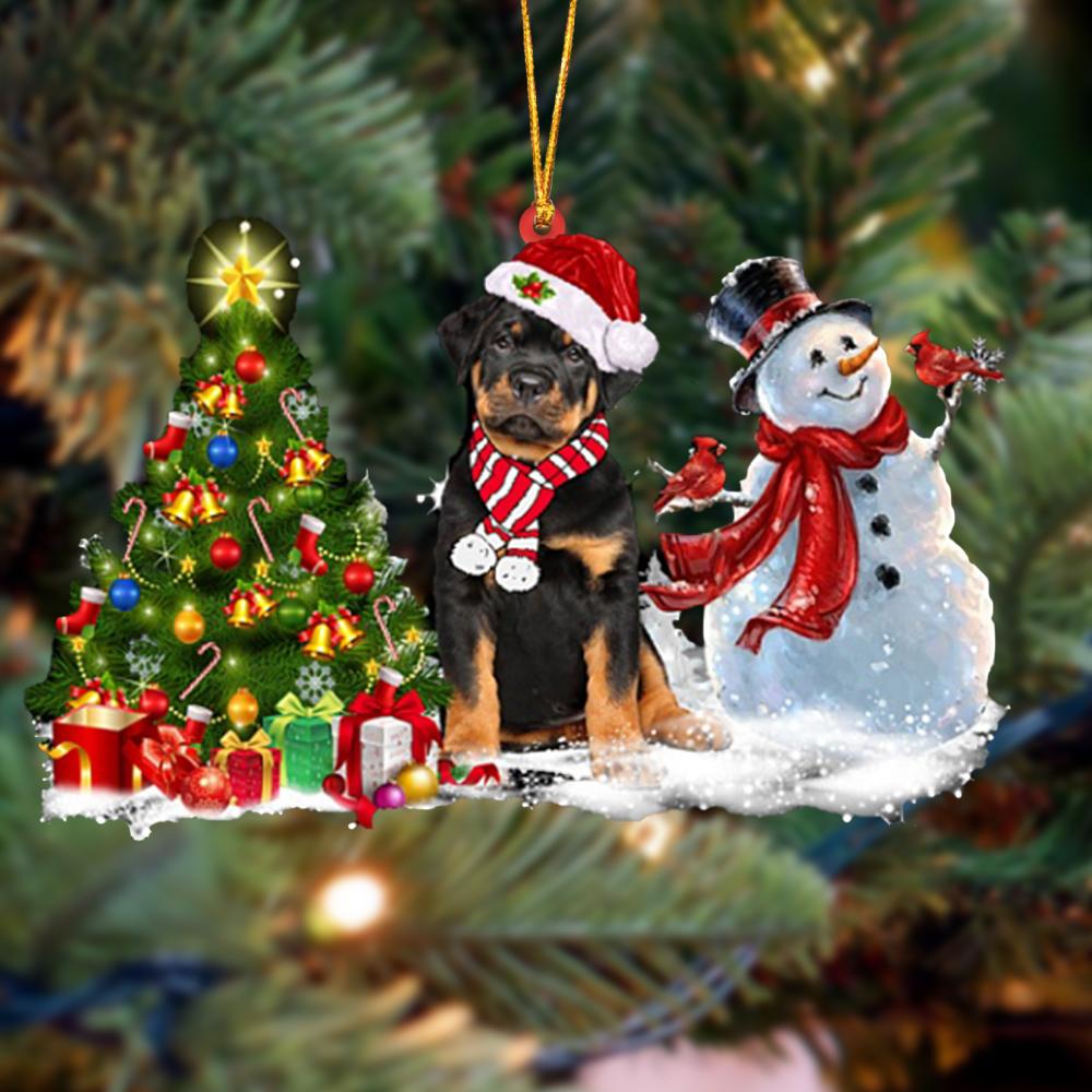 Ornament- Rottweiler Christmas Snow Hanging Ornament Dog Ornament, Car Ornament, Christmas Ornament - Best gifts your whole family