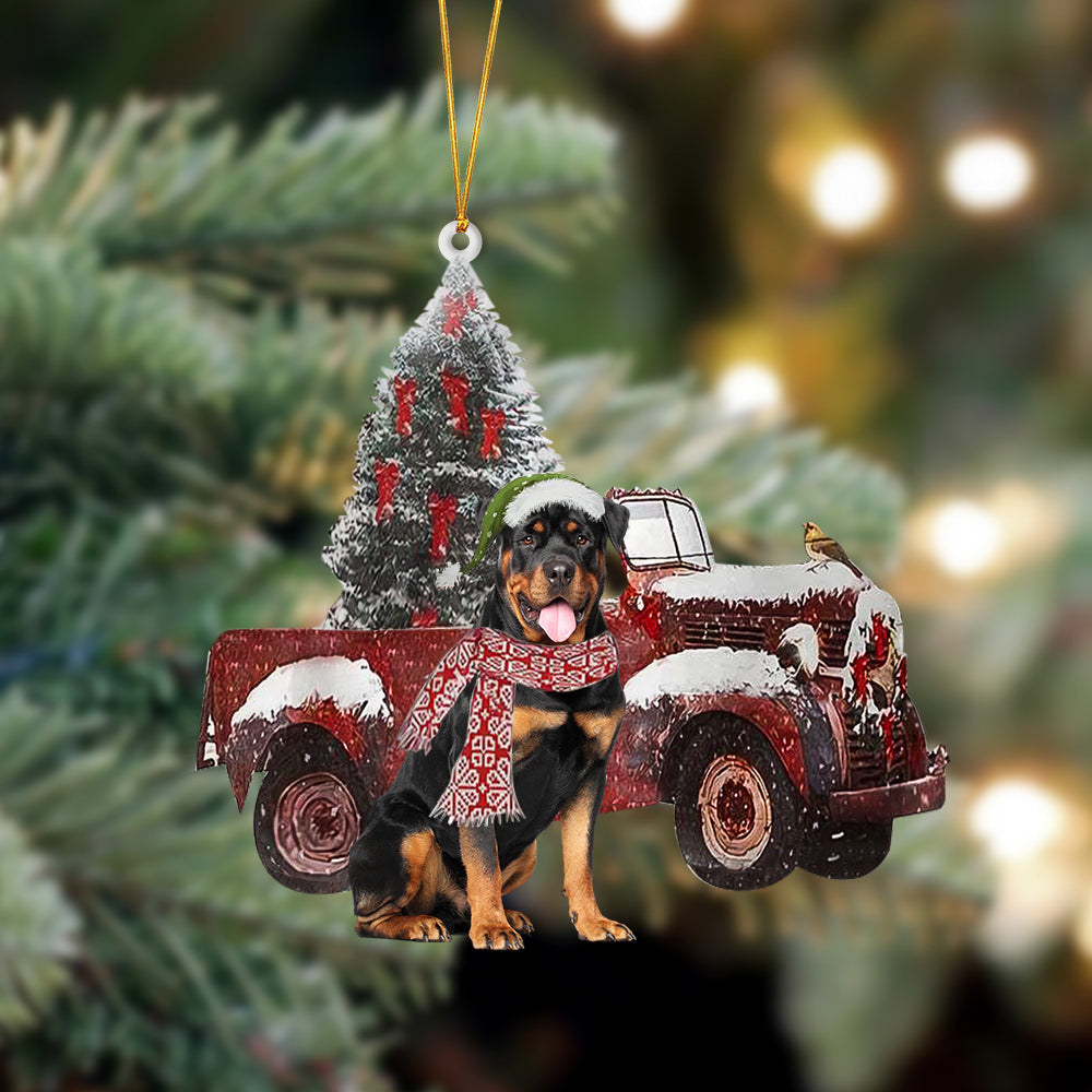 Ornament- Rottweiler-Christmas Truck Two Sided Ornament, Happy Christmas Ornament, Car Ornament - Best gifts your whole family