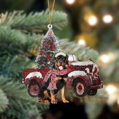 Ornament- Rottweiler-Christmas Truck Two Sided Ornament, Happy Christmas Ornament, Car Ornament - Best gifts your whole family