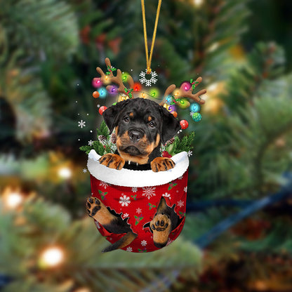 Ornament- Rottweiler-In Christmas Pocket Two Sides Ornament, Happy Christmas Ornament, Car Ornament - Best gifts your whole family