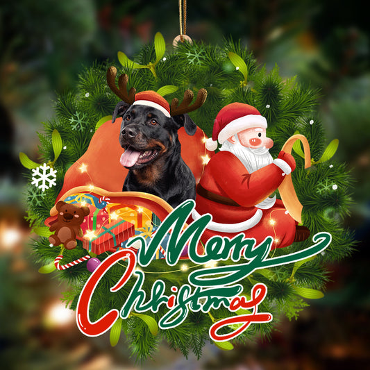 Ornament- Rottweiler-Santa & dog Hanging Ornament, Happy Christmas Ornament, Car Ornament - Best gifts your whole family
