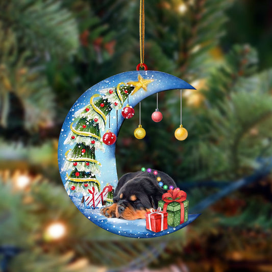Ornament- Rottweiler-Sleep On The Moon Christmas Two Sided Ornament, Happy Christmas Ornament, Car Ornament - Best gifts your whole family