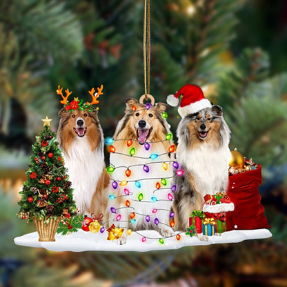 Ornament- Rough Collie-Christmas Dog Friends Hanging Ornament, Happy Christmas Ornament, Car Ornament - Best gifts your whole family