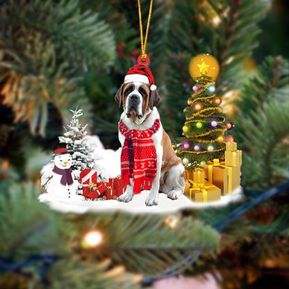 Ornament- Saint Bernard Christmas Ornament Dog Ornament, Car Ornament, Christmas Ornament - Best gifts your whole family