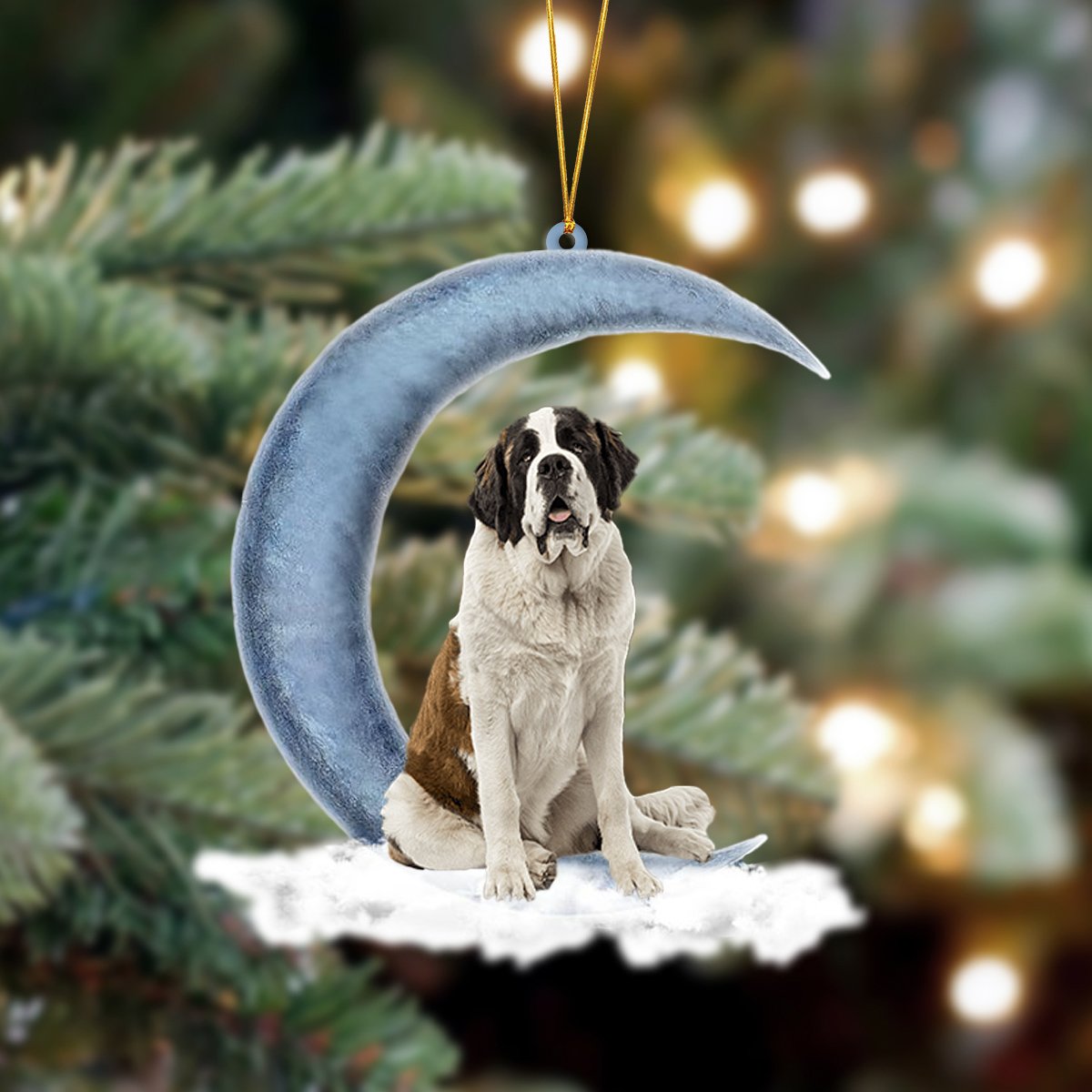 Ornament- Saint Bernard Sits On The Moon Hanging Ornament Dog Ornament, Car Ornament, Christmas Ornament - Best gifts your whole family