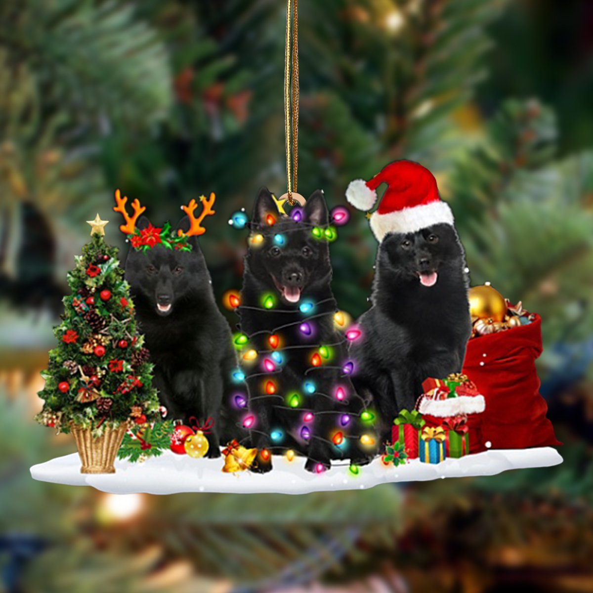 Ornament- Schipperke-Christmas Dog Friends Hanging Ornament, Happy Christmas Ornament, Car Ornament - Best gifts your whole family