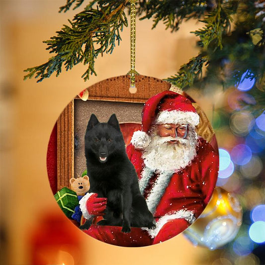 Ornament- Schipperke With Santa Christmas Ornament, Happy Christmas Ornament, Car Ornament - Best gifts your whole family