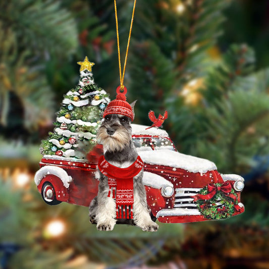 Ornament- Schnauzer 2-Christmas Car Two Sided Ornament, Happy Christmas Ornament, Car Ornament - Best gifts your whole family