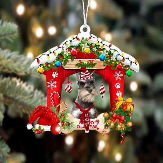 Ornament- Schnauzer-Christmas House Two Sided Ornament, Happy Christmas Ornament, Car Ornament - Best gifts your whole family
