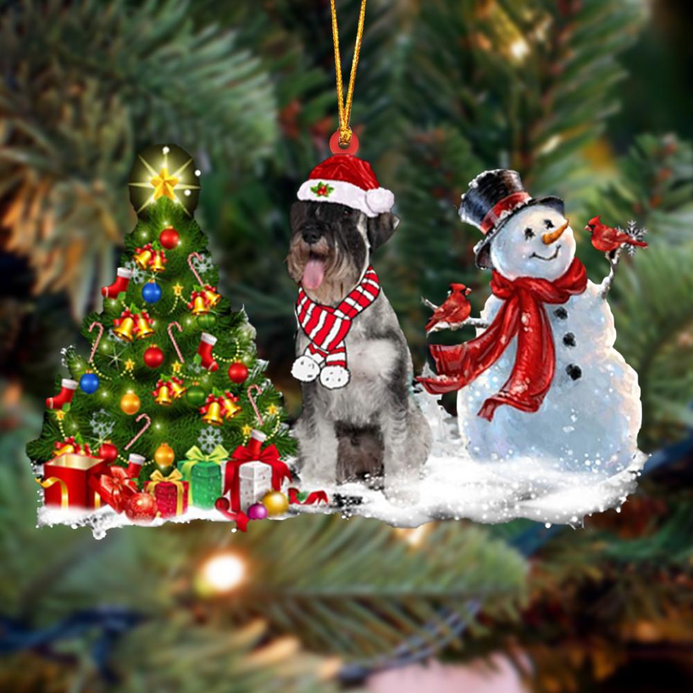 Ornament- Schnauzer Christmas Snow Hanging Ornament Dog Ornament, Car Ornament, Christmas Ornament - Best gifts your whole family
