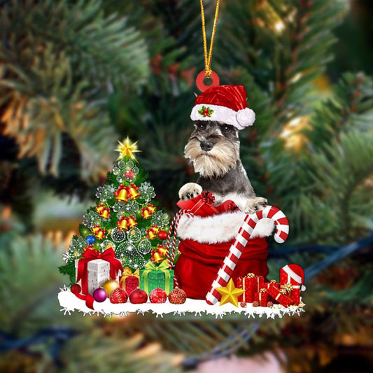 Ornament- Schnauzer Gift Bag Merry Christmas Ornament Dog Ornament, Car Ornament, Christmas Ornament - Best gifts your whole family