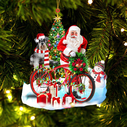 Ornament- Schnauzer On Santa's Bike Ornament Dog Ornament, Car Ornament, Christmas Ornament - Best gifts your whole family