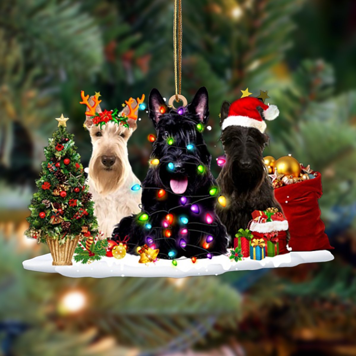 Ornament- Scottish Terrier-Christmas Dog Friends Hanging Ornament, Happy Christmas Ornament, Car Ornament - Best gifts your whole family