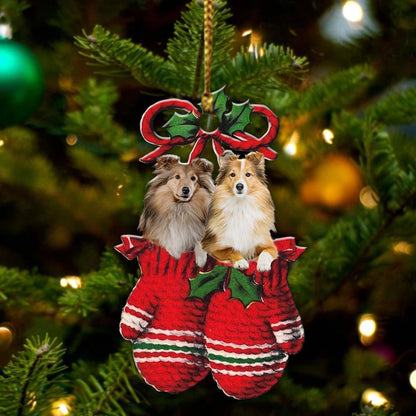 Ornament- Sheltie Inside Your Gloves Christmas Holiday-Two Sided Ornament, Christmas Ornament, Car Ornament - Best gifts your whole family