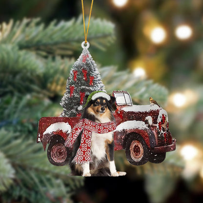 Ornament- Shetland Sheepdog-Christmas Truck Two Sided Ornament, Happy Christmas Ornament, Car Ornament - Best gifts your whole family