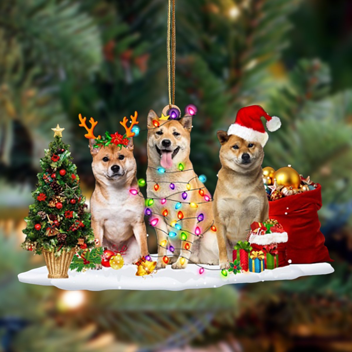 Ornament- Shiba Inu-Christmas Dog Friends Hanging Ornament, Happy Christmas Ornament, Car Ornament - Best gifts your whole family