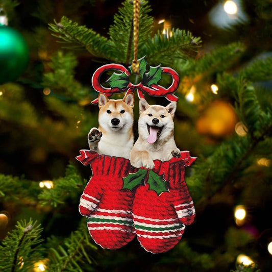 Ornament- Shiba inu Inside Your Gloves Christmas Holiday-Two Sided Ornament, Christmas Ornament, Car Ornament - Best gifts your whole family