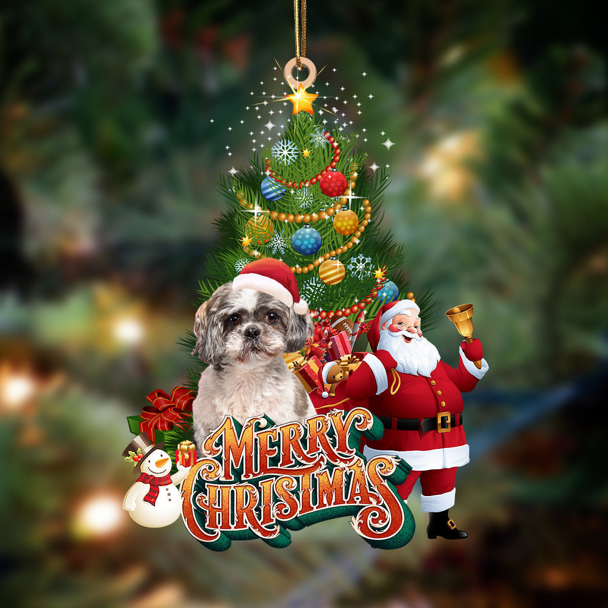 Ornament- Shih Tzu 2-Christmas Tree&Dog Hanging Ornament, Happy Christmas Ornament, Car Ornament - Best gifts your whole family