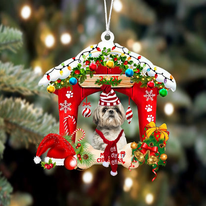 Ornament- Shih Tzu-Christmas House Two Sided Ornament, Happy Christmas Ornament, Car Ornament - Best gifts your whole family