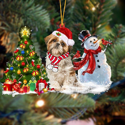 Ornament- Shih Tzu Christmas Snow Hanging Ornament Dog Ornament, Car Ornament, Christmas Ornament - Best gifts your whole family