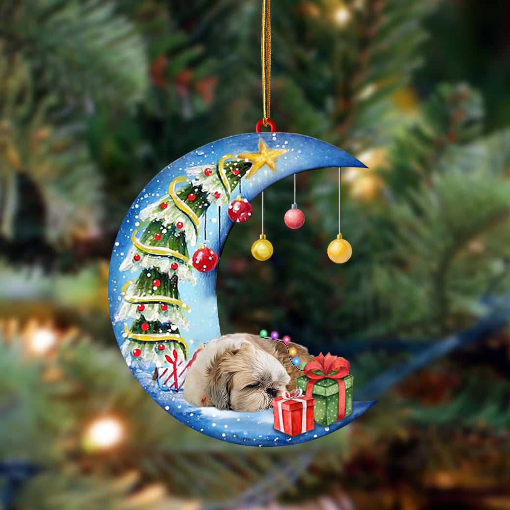 Ornament- Shih Tzu-Sleep On The Moon Christmas Two Sided Ornament, Happy Christmas Ornament, Car Ornament - Best gifts your whole family