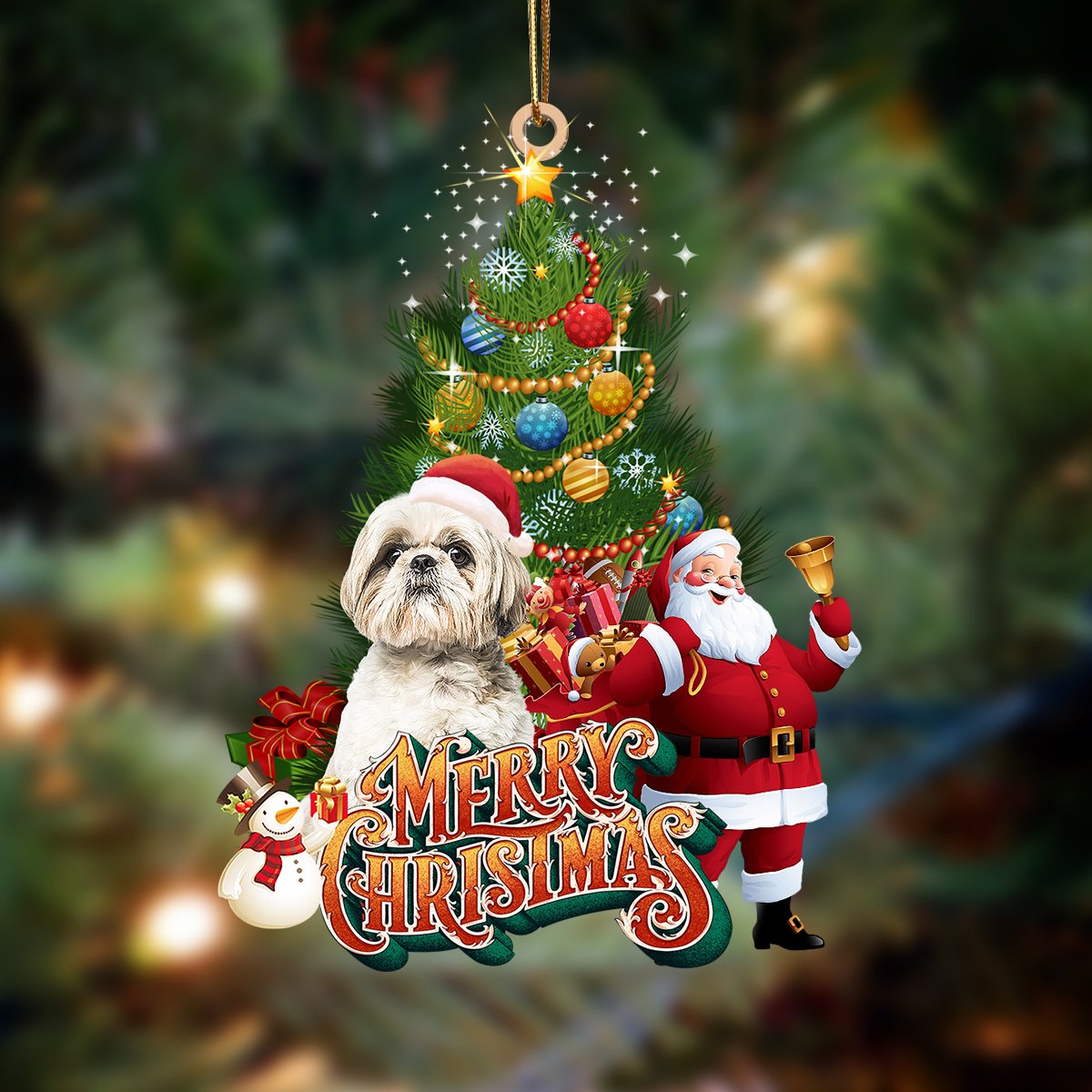 Ornament- Shih Tzu2-Christmas Tree&Dog Hanging Ornament, Happy Christmas Ornament, Car Ornament - Best gifts your whole family