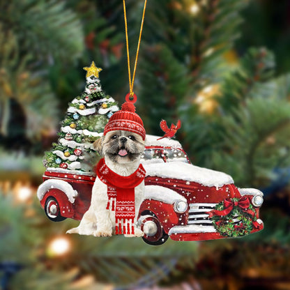 Ornament- Shih Tzus-Christmas Car Two Sided Ornament, Happy Christmas Ornament, Car Ornament - Best gifts your whole family