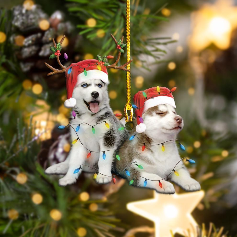 Ornament- Siberian Husky Christmas Shape Ornament, Happy Christmas Ornament, Car Ornament - Best gifts your whole family