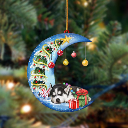 Ornament- Siberian Husky-Sleep On The Moon Christmas Two Sided Ornament, Christmas Ornament, Car Ornament - Best gifts your whole family