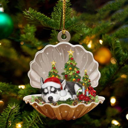 Ornament- Siberian Husky3-Sleeping Pearl in Christmas Two Sided Ornament, Christmas Ornament, Car Ornament - Best gifts your whole family